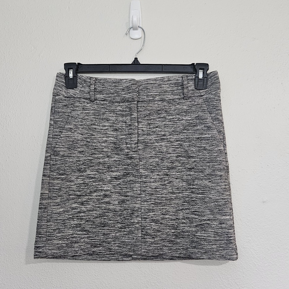 LOFT Ann Taylor Mini Skirt Womens 6 Black White Space Dye Stretch Knit Pockets